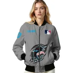 custom miami marlins claw rend grey bomber jacket best selling
