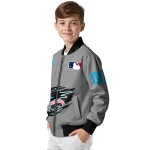 custom miami marlins claw rend grey bomber jacket best selling