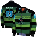 custom miami marlins clover green lines green black bomber jacket best selling