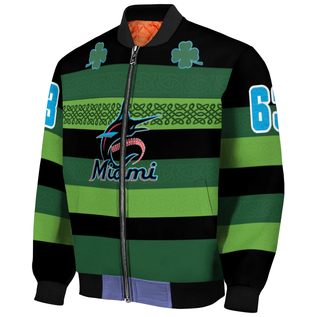 custom miami marlins clover green lines green black bomber jacket fashion forward custom miami marlins clover green lines green black bomber jacket fashion forward