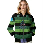 custom miami marlins clover green lines green black bomber jacket best selling