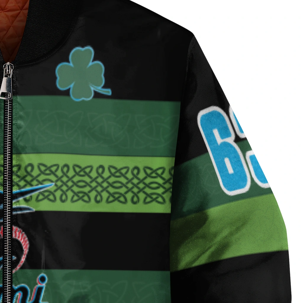 custom miami marlins clover green lines green black bomber jacket premium grade custom miami marlins clover green lines green black bomber jacket premium grade