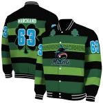 custom miami marlins clover green lines green black varsity jacket best selling