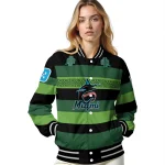 custom miami marlins clover green lines green black varsity jacket best selling