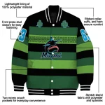 custom miami marlins clover green lines green black varsity jacket best selling