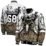 custom miami marlins deer skull camouflage white varsity jacket best selling
