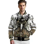 custom miami marlins deer skull camouflage white varsity jacket best selling