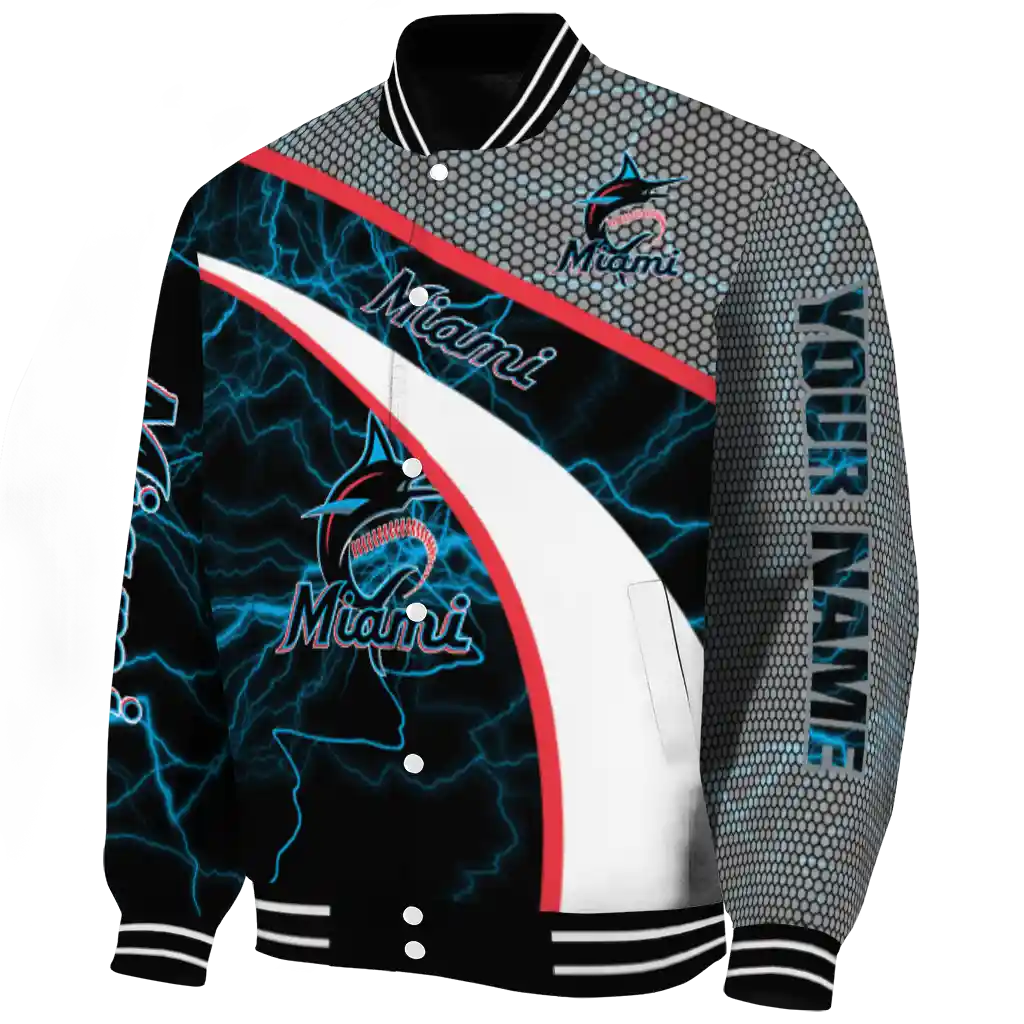 custom miami marlins electric flash blue varsity jacket best selling custom miami marlins electric flash blue varsity jacket best selling