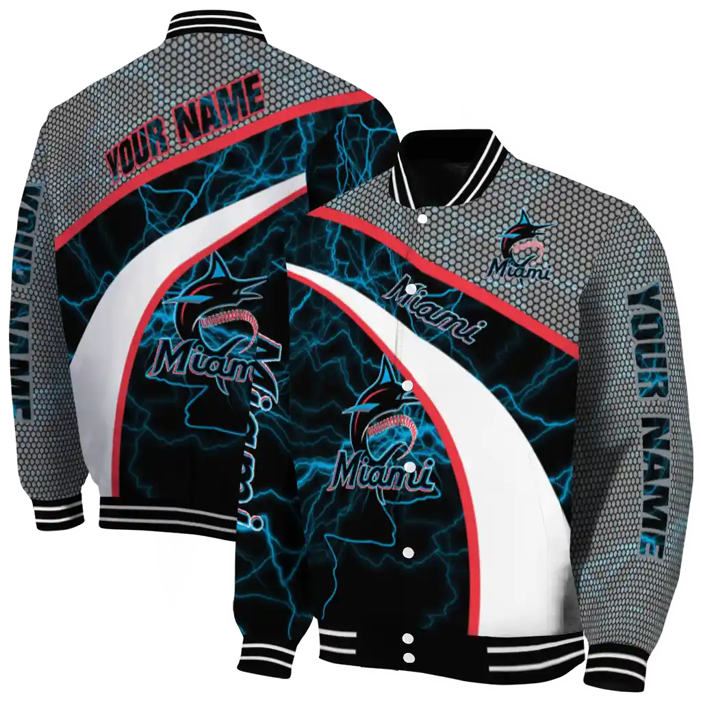 custom miami marlins electric flash blue varsity jacket fashion forward custom miami marlins electric flash blue varsity jacket fashion forward