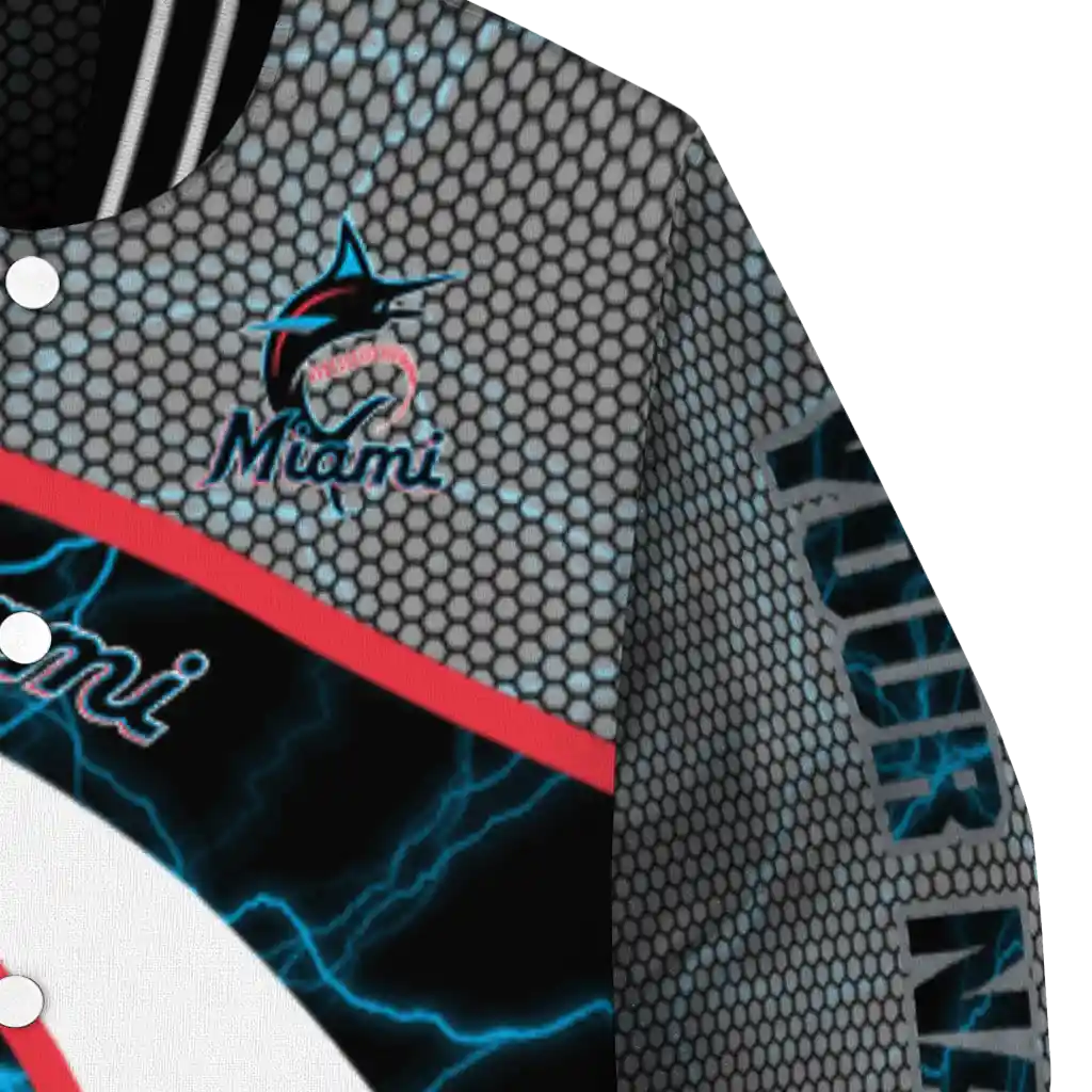 custom miami marlins electric flash blue varsity jacket premium grade custom miami marlins electric flash blue varsity jacket premium grade