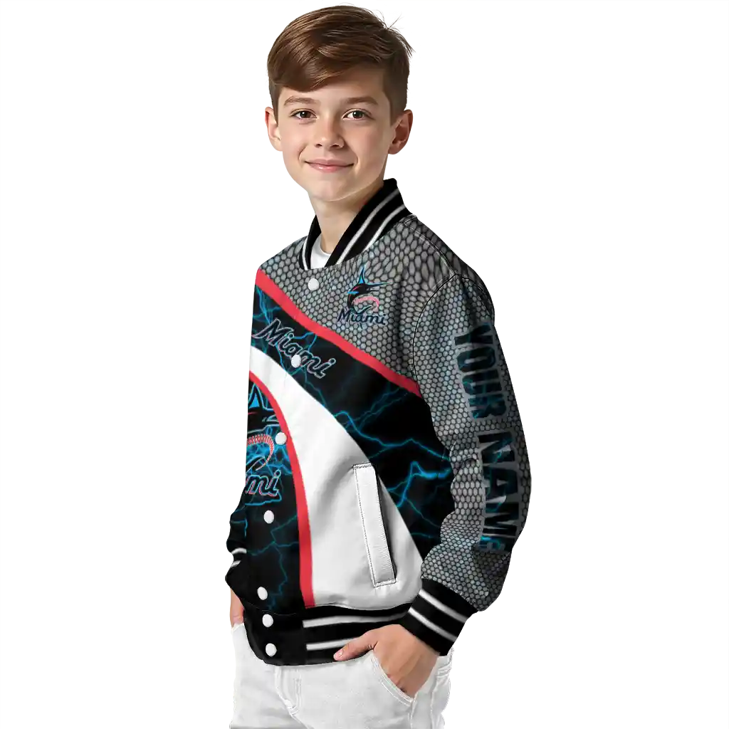 custom miami marlins electric flash blue varsity jacket trendy custom miami marlins electric flash blue varsity jacket trendy