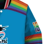 custom miami marlins rainbow jersey number blue varsity jacket best selling