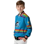 custom miami marlins rainbow jersey number blue varsity jacket best selling