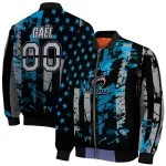 custom miami marlins star stripes blue black bomber jacket best selling