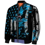 custom miami marlins star stripes blue black bomber jacket best selling