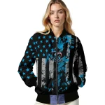 custom miami marlins star stripes blue black bomber jacket best selling