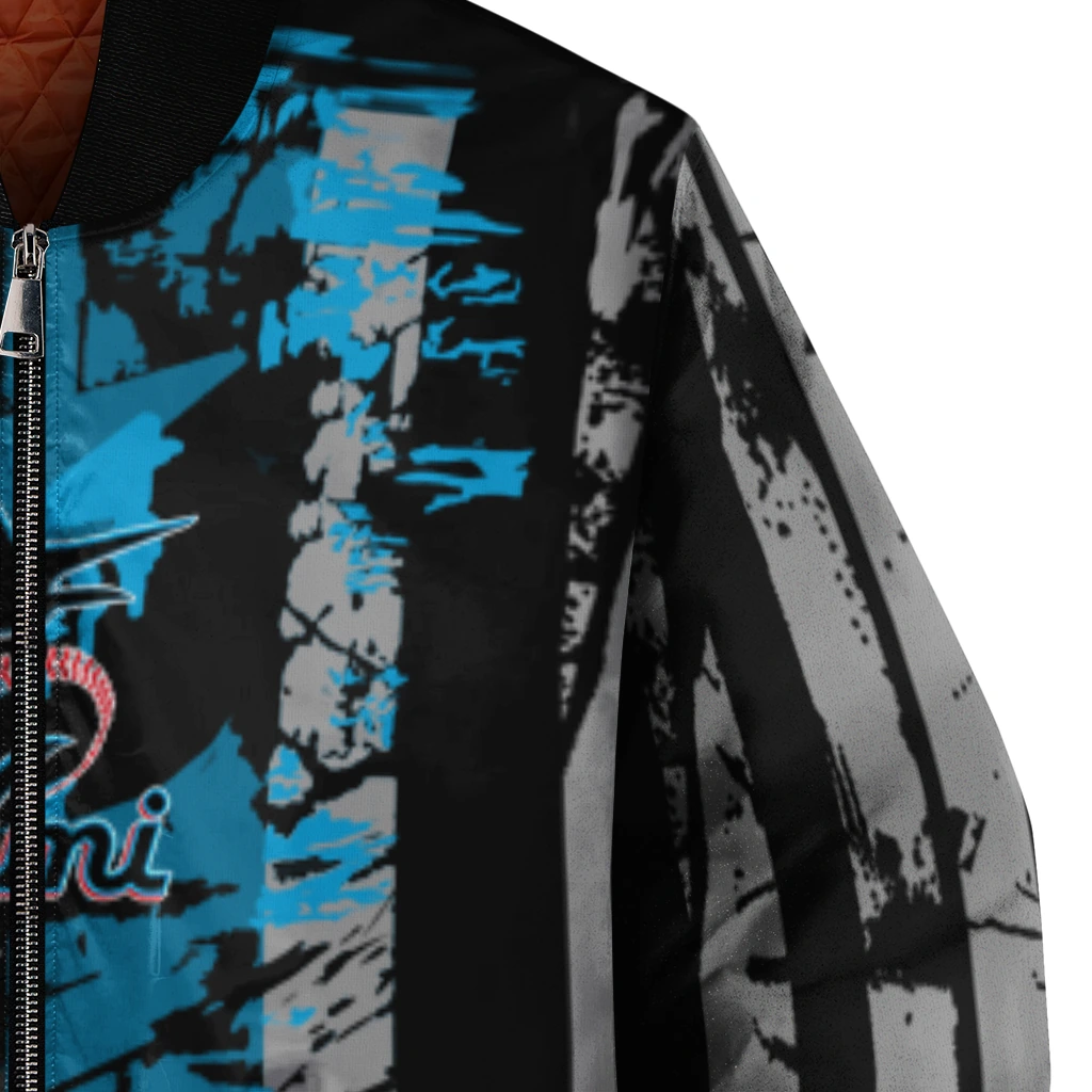 custom miami marlins star stripes blue black bomber jacket premium grade custom miami marlins star stripes blue black bomber jacket premium grade
