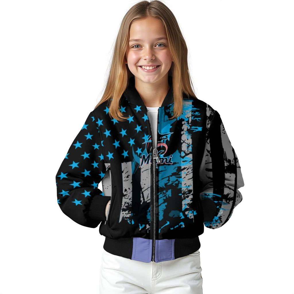 custom miami marlins star stripes blue black bomber jacket top rated custom miami marlins star stripes blue black bomber jacket top rated