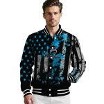 custom miami marlins star stripes blue black varsity jacket best selling