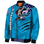 custom miami marlins us flag claws blue bomber jacket best selling