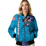 custom miami marlins us flag claws blue bomber jacket best selling