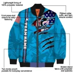 custom miami marlins us flag claws blue bomber jacket best selling