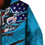 custom miami marlins us flag claws blue bomber jacket best selling
