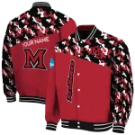 custom miami redhawks camouflage splash red varsity jacket best selling