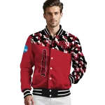 custom miami redhawks camouflage splash red varsity jacket best selling