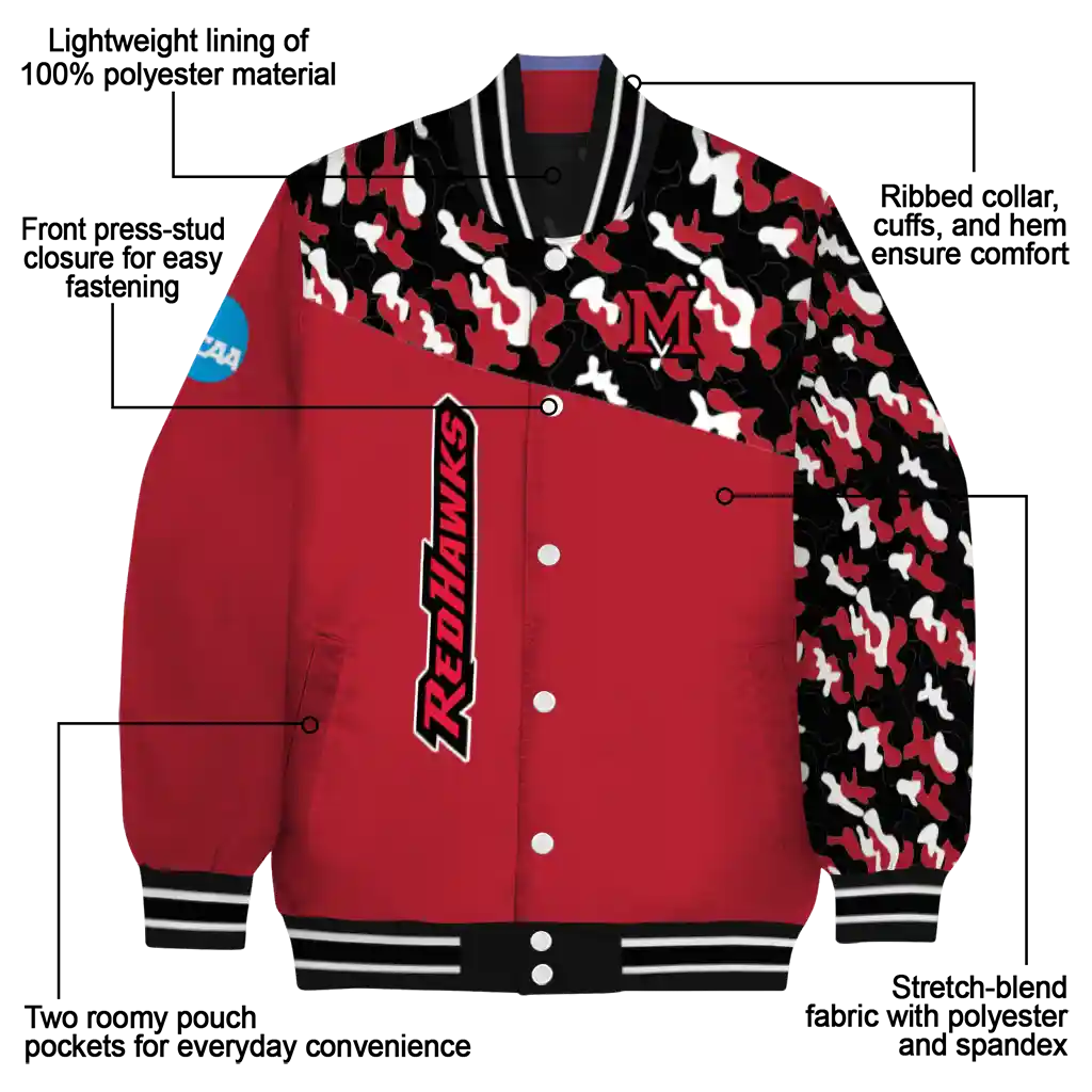 custom miami redhawks camouflage splash red varsity jacket new arrival custom miami redhawks camouflage splash red varsity jacket new arrival
