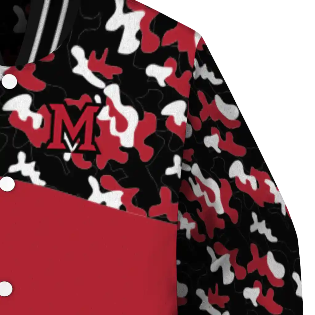 custom miami redhawks camouflage splash red varsity jacket premium grade custom miami redhawks camouflage splash red varsity jacket premium grade