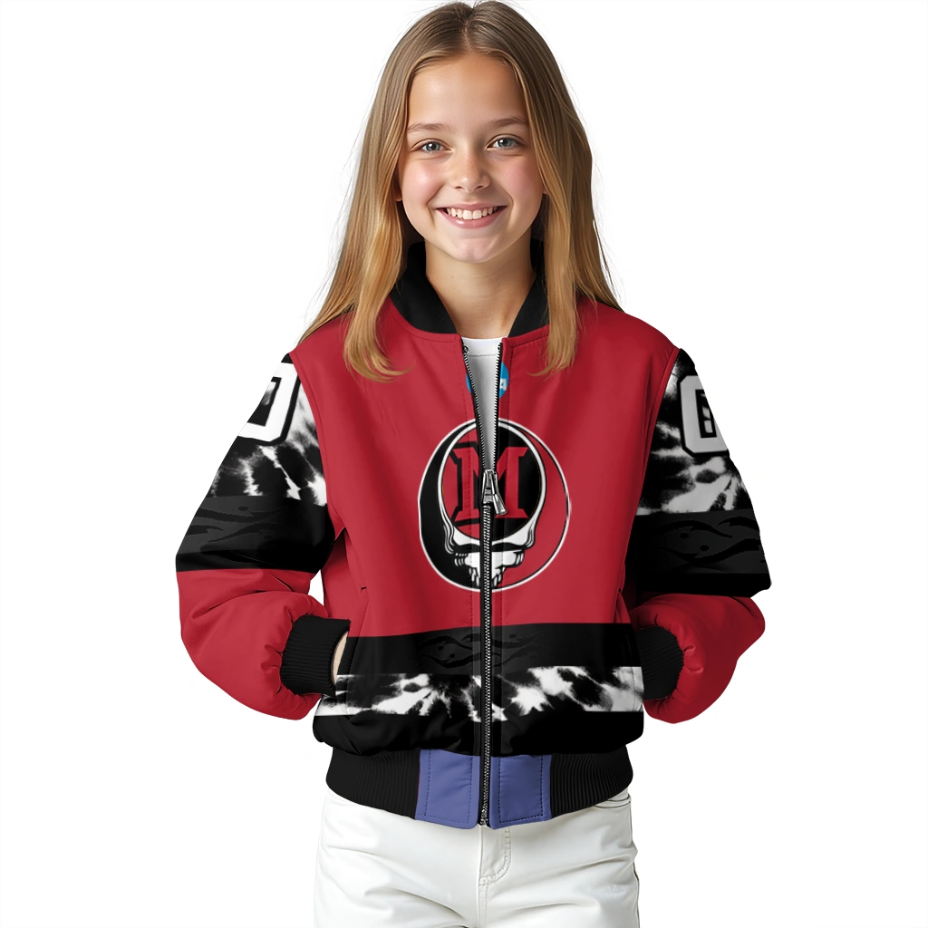 custom miami redhawks circle skull red black bomber jacket top rated custom miami redhawks circle skull red black bomber jacket top rated