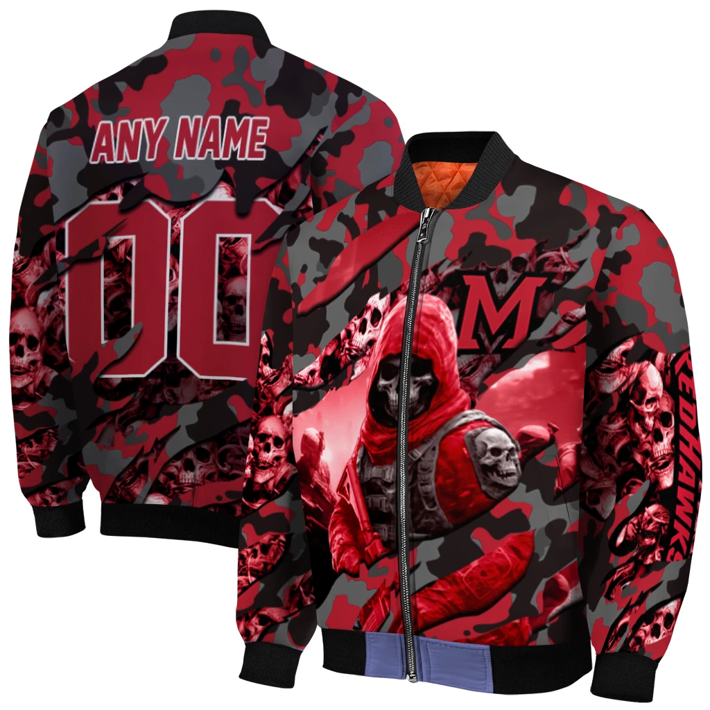custom miami redhawks skull horde red bomber jacket best selling custom miami redhawks skull horde red bomber jacket best selling