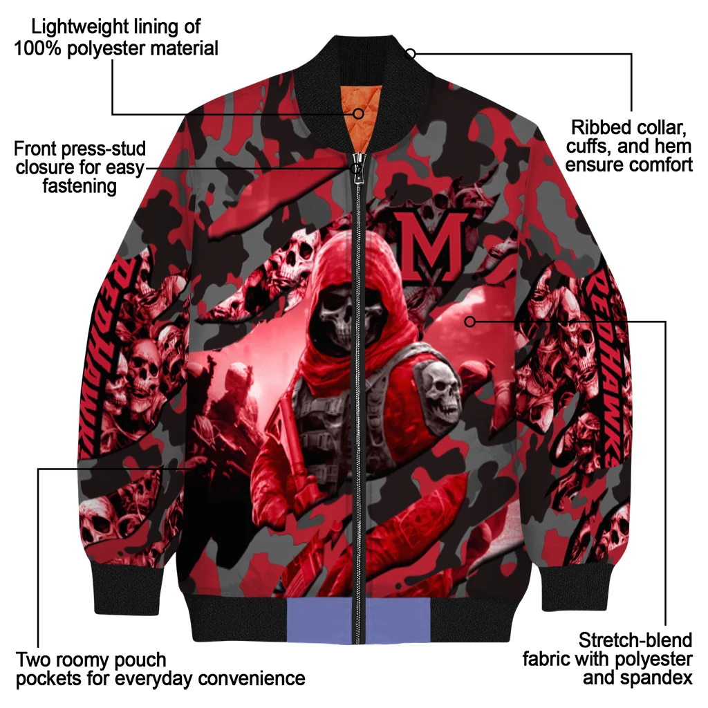 custom miami redhawks skull horde red bomber jacket new arrival custom miami redhawks skull horde red bomber jacket new arrival