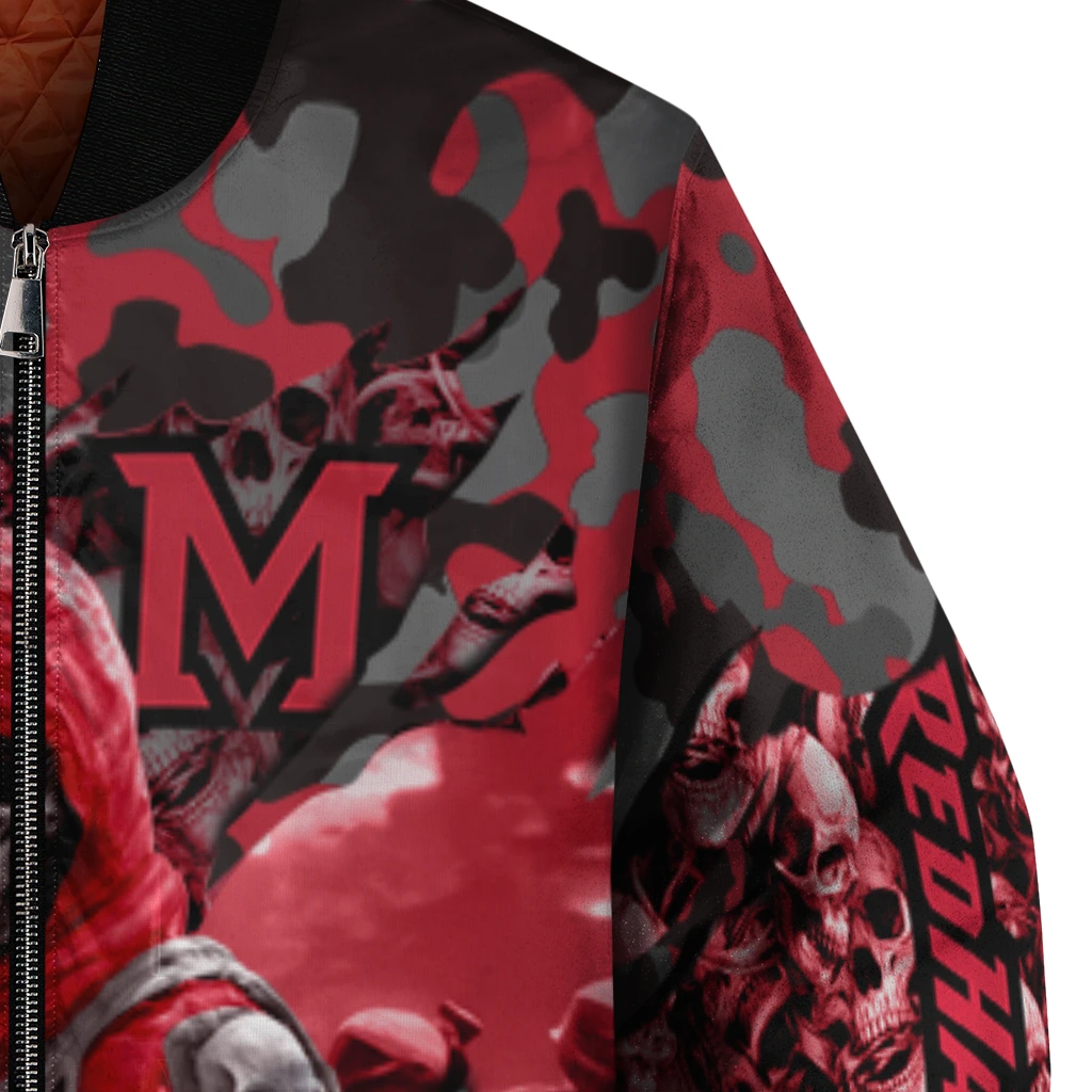 custom miami redhawks skull horde red bomber jacket premium grade custom miami redhawks skull horde red bomber jacket premium grade