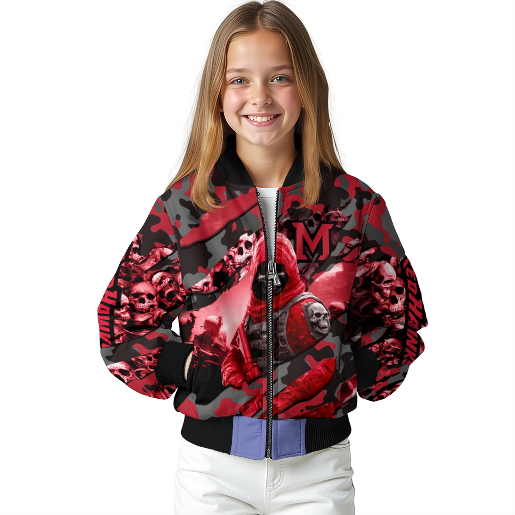 custom miami redhawks skull horde red bomber jacket top rated custom miami redhawks skull horde red bomber jacket top rated