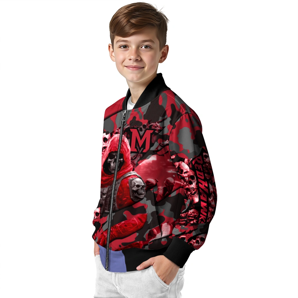 custom miami redhawks skull horde red bomber jacket trendy custom miami redhawks skull horde red bomber jacket trendy