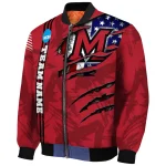 custom miami redhawks usa flag claws red bomber jacket best selling