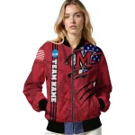 custom miami redhawks usa flag claws red bomber jacket best selling