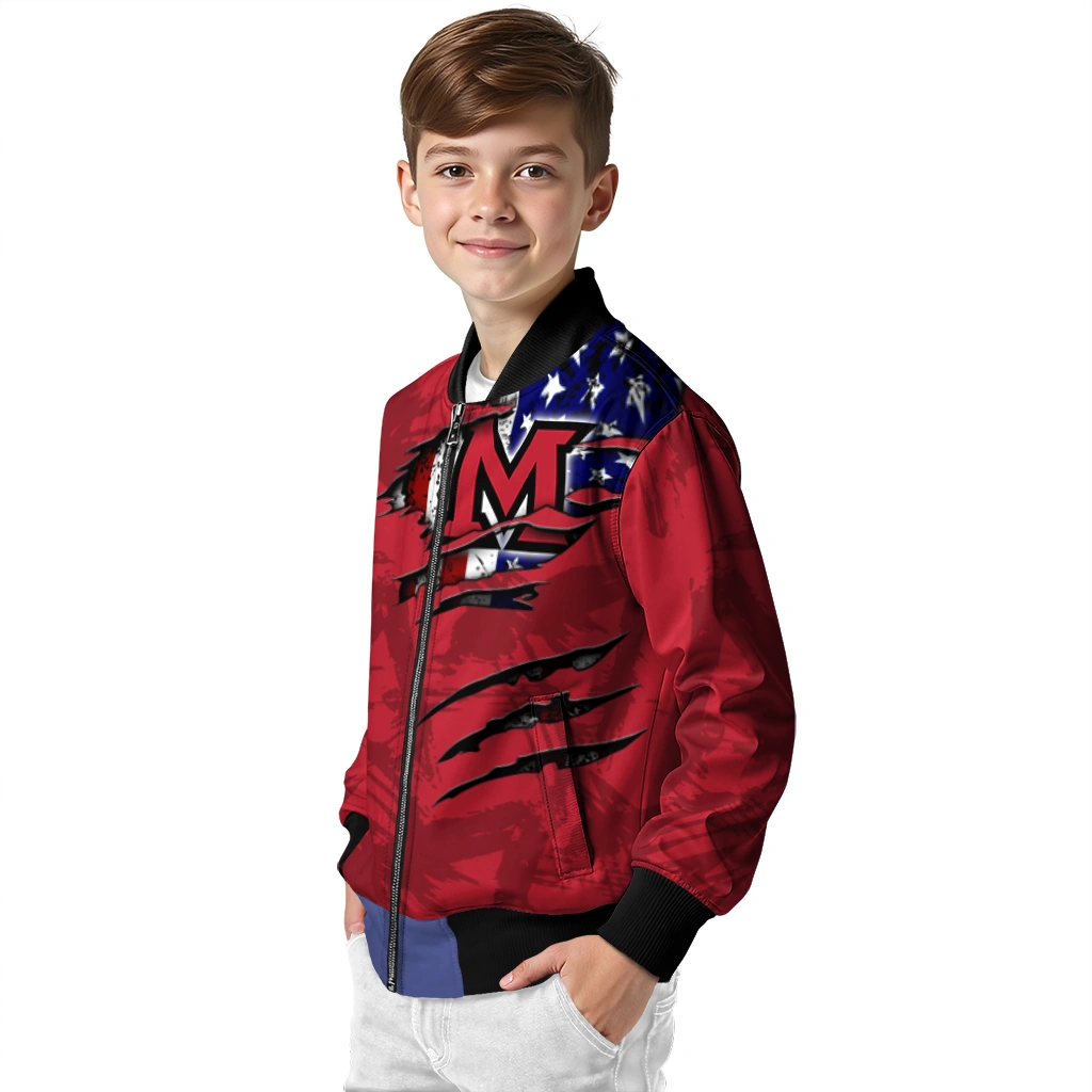 custom miami redhawks usa flag claws red bomber jacket trendy custom miami redhawks usa flag claws red bomber jacket trendy