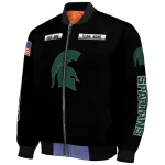 custom michigan state spartans american flag skull black bomber jacket best selling