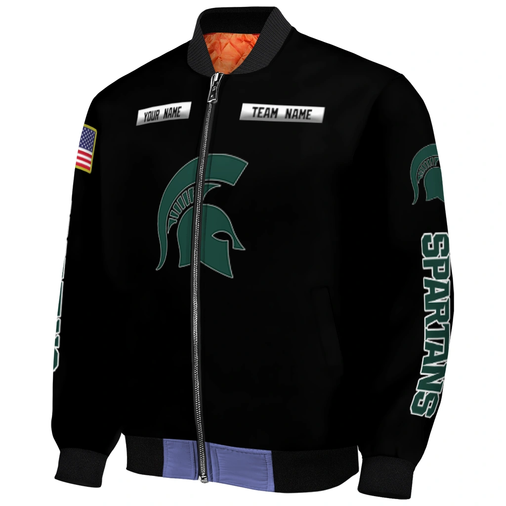 custom michigan state spartans american flag skull black bomber jacket fashion forward custom michigan state spartans american flag skull black bomber jacket fashion forward