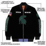 custom michigan state spartans american flag skull black bomber jacket best selling