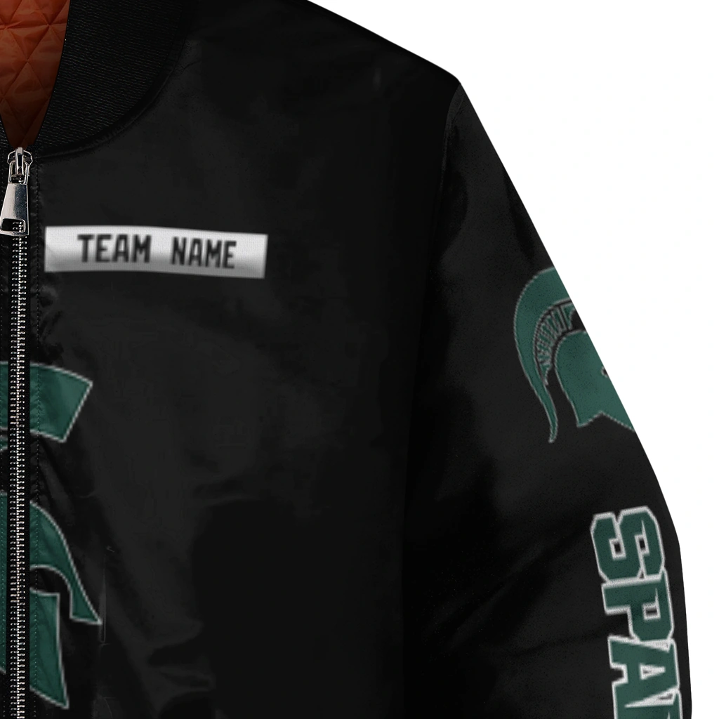 custom michigan state spartans american flag skull black bomber jacket premium grade custom michigan state spartans american flag skull black bomber jacket premium grade