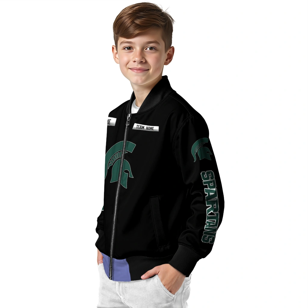 custom michigan state spartans american flag skull black bomber jacket trendy custom michigan state spartans american flag skull black bomber jacket trendy