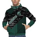 custom michigan state spartans arrow matrix green black windbreaker jacket best selling