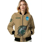 custom michigan state spartans claw effect beige bomber jacket best selling