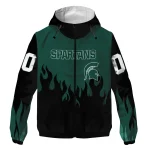 custom michigan state spartans flame trim green black windbreaker jacket best selling