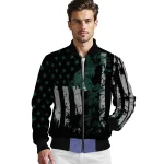 custom michigan state spartans star stripes green black bomber jacket best selling