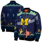custom michigan wolverines spongebob playtime blue bomber jacket best selling